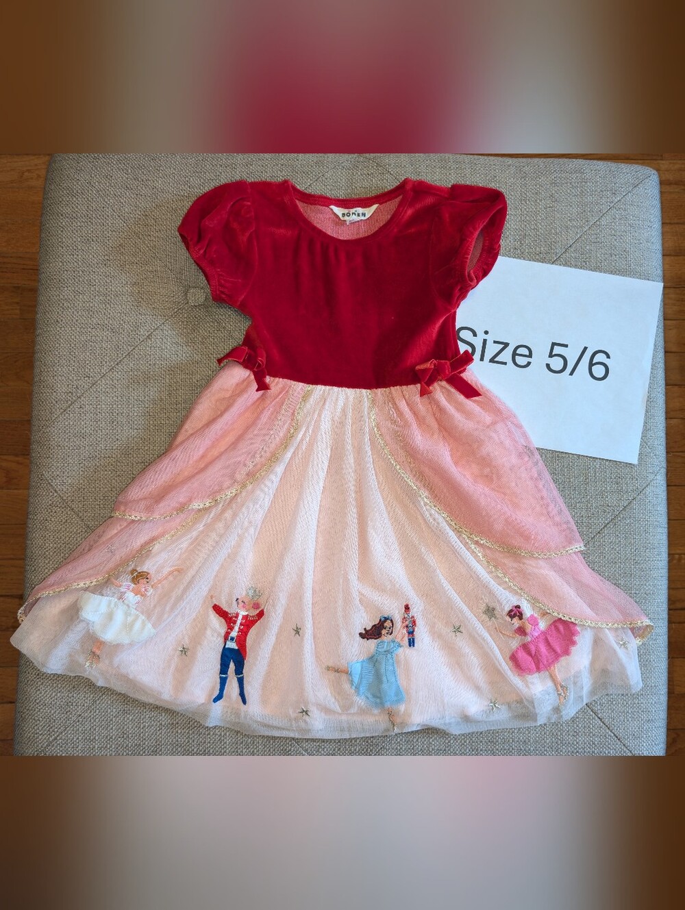 Mini Boden Girls 5/6 Nutcracker / Holiday / Christmas Dress With Embroidery